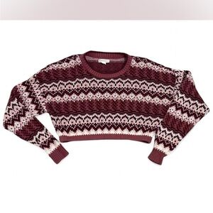 Aeropostale Burgundy and Light Pink Knit Sweater